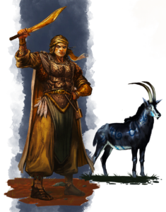 Dazaim Crescentblade is a bandit of the Sable Rider Tribe in Prax