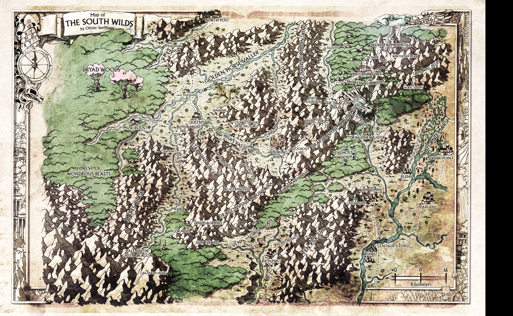 The South Wilds Locations Map of the south wilds - Grazelands - Smoking Ruins - Kero Fin - Wintertop
