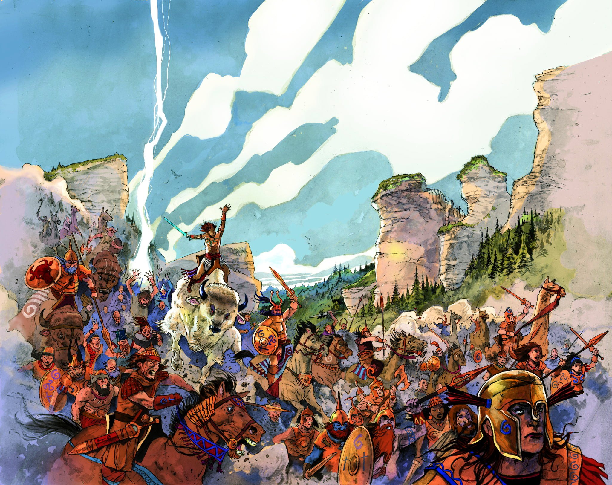 Argrath White Bull in battle - Artist, Lionel Marty Argrath White Bull in battle