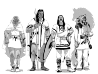 Kostajor The Telmori. From left to right; Kostajor Wolf-champion, Black-Paw Helkos, Goram White-Fang, Jogar Sog