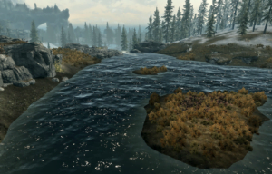 Dwarf ford crossing the River in Trader's Valley